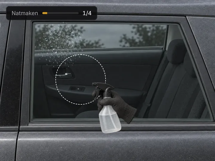 Rear side window of a dark grey car ready for window tint