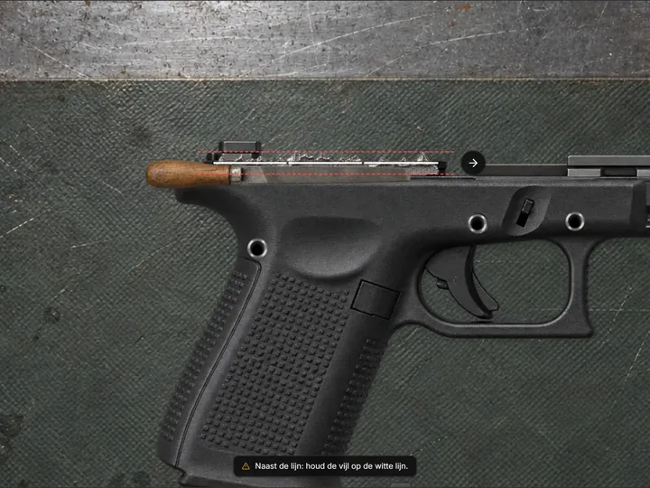File stroking the burr on top of a pistol slide