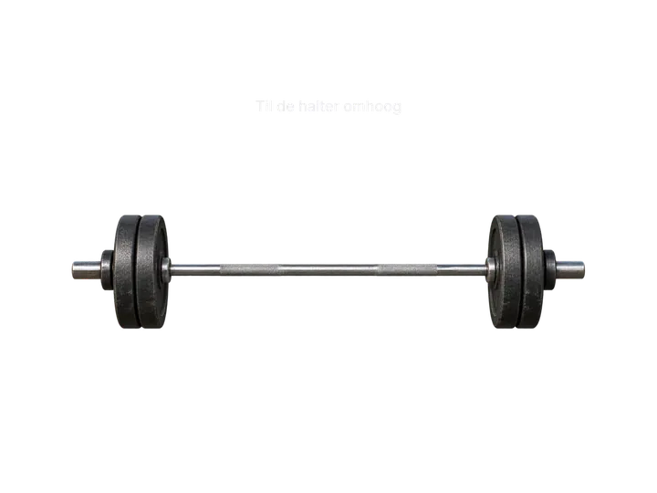 Barbell lifted at the top of a rep between two range marks