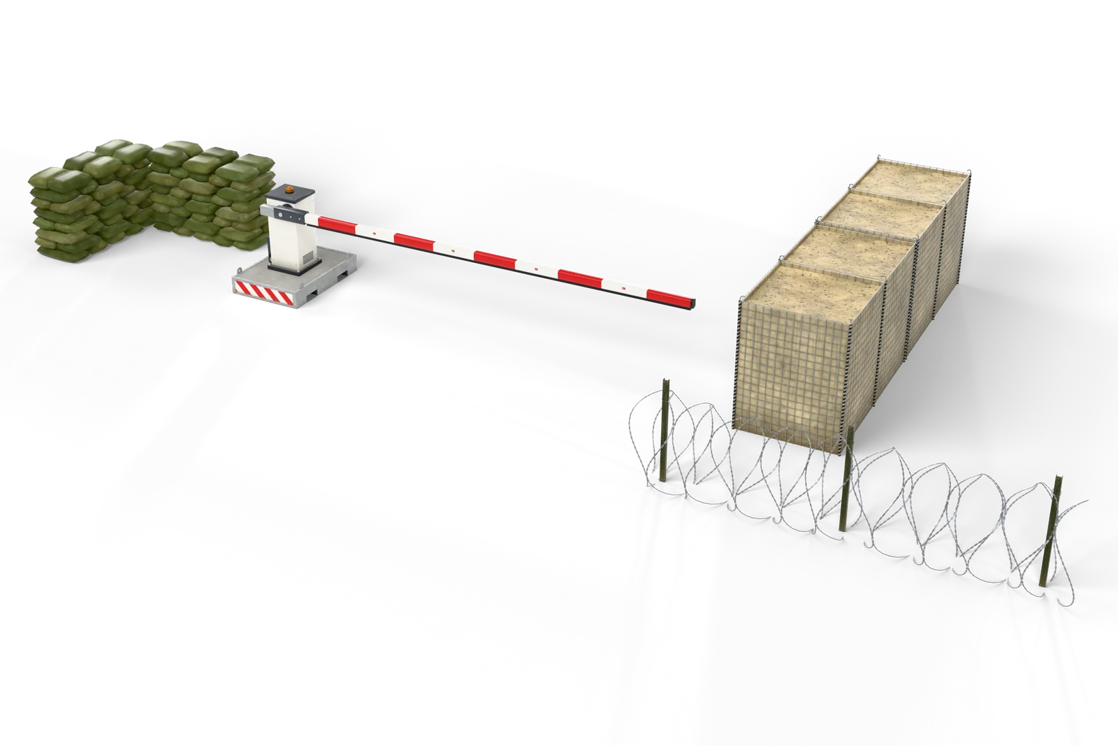 Defence checkpoint, studio render of the custom 3D model