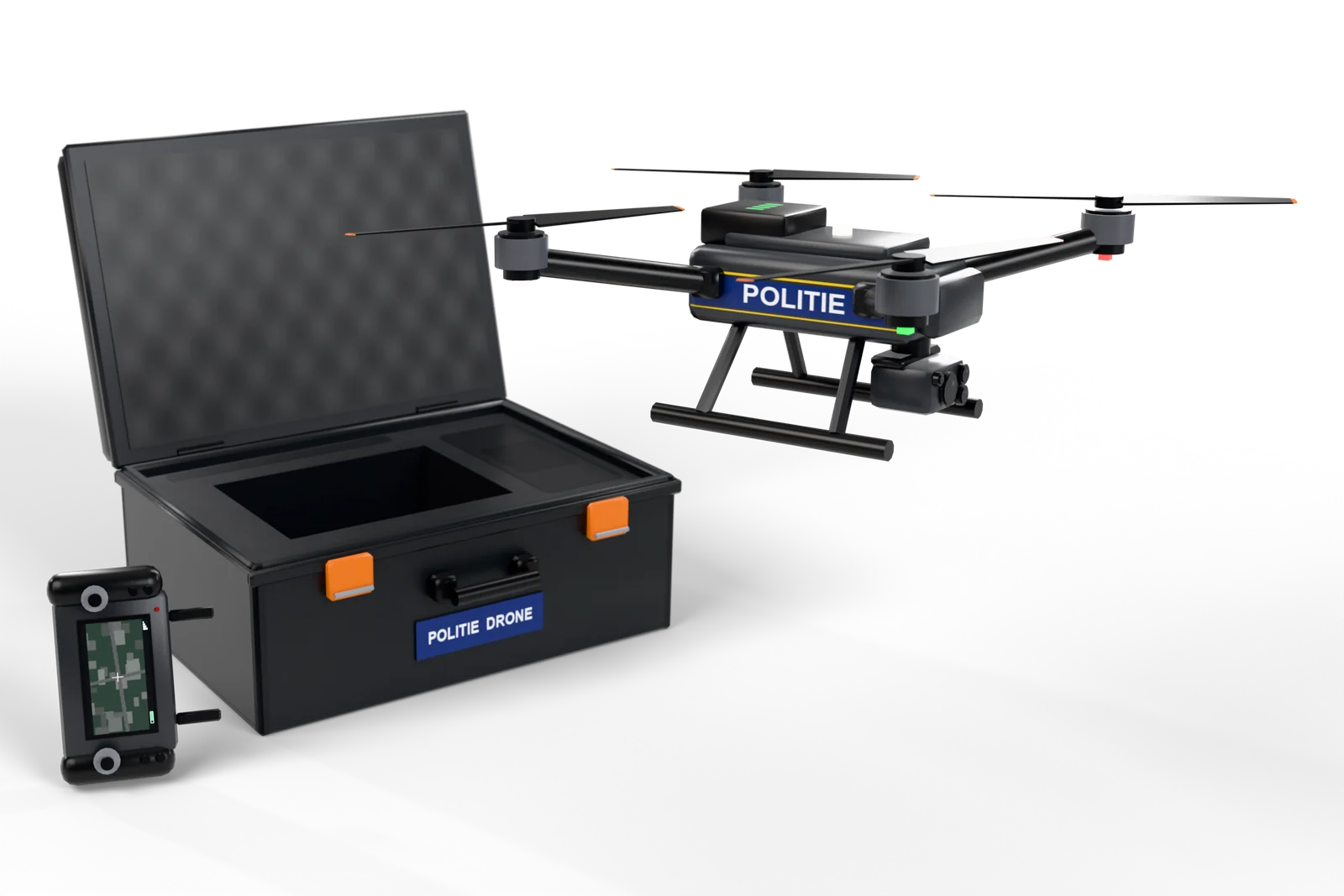 Police drone, studio render of the custom 3D model