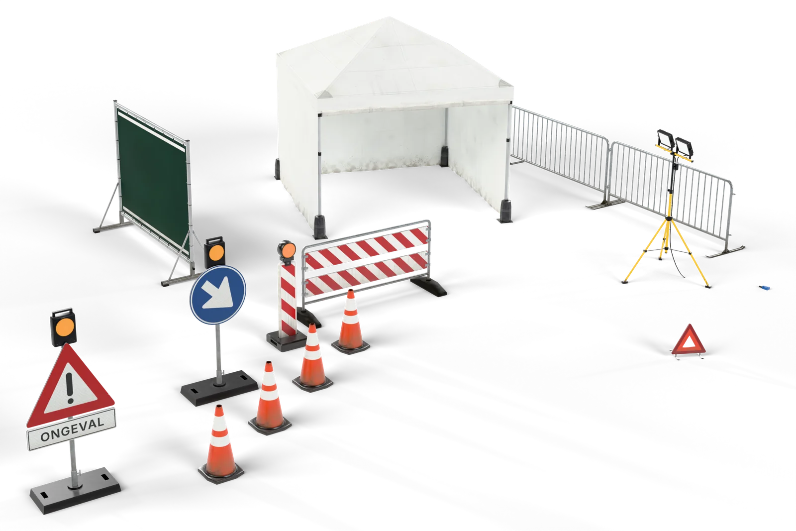 Road-scene kit, studio render of the custom 3D model